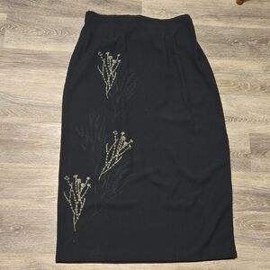 Vintage Dark Green Maxi Skirt With Slit 14/16